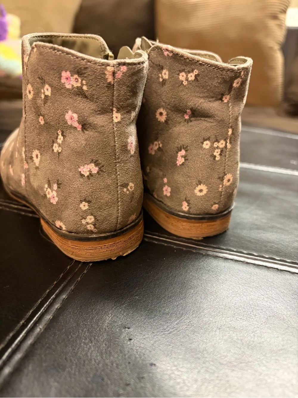 Cat & Jack Gray Floral Ankle Boots for Kids